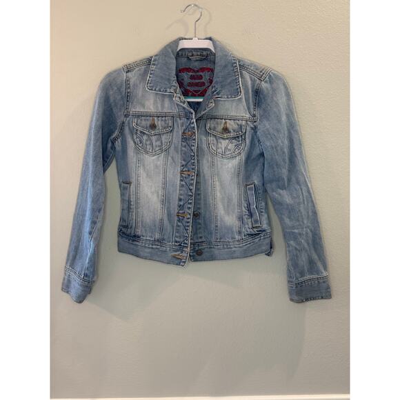 Jade Jeans "Jade Rocks" Light Wash Denim Jacket Women's Sz S Y2K Retro - Picture 1 of 7